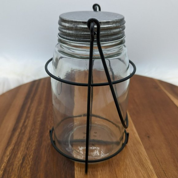 Rae Dunn Black Glass Om Hanging Jar Lantern Holder Candle Wire Light Home Decor - Picture 3 of 12